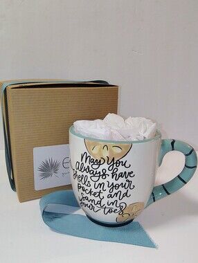 Glory Haus 'Seashells In Your Pocket' Ceramic Hand-painted Coastal Mug 16 Oz.